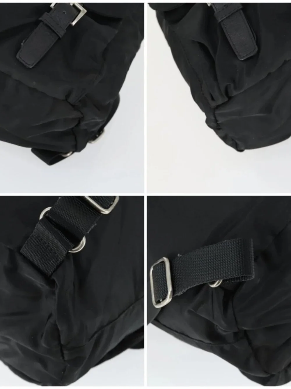 PRADA Backpack Nylon Black Silver Auth bs33077